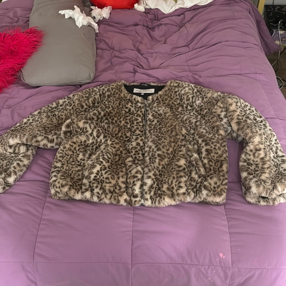 Leopard print soft bomber jacket